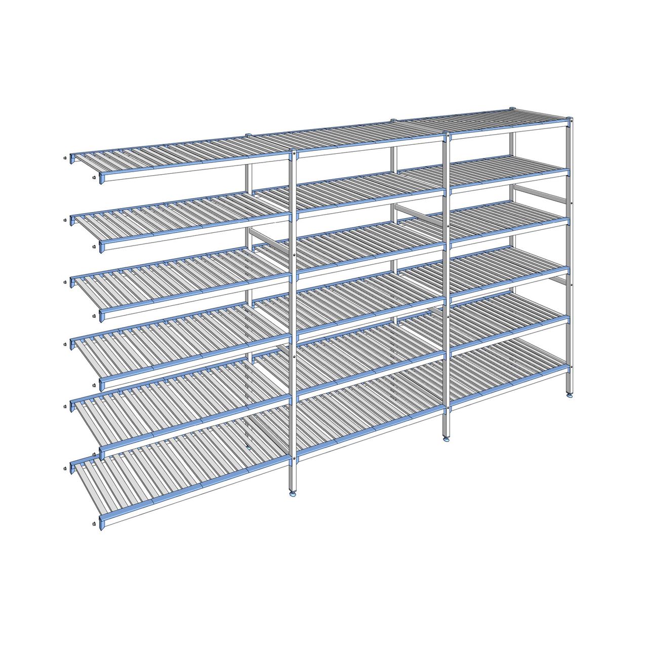 Rayonnage à clayettes amovibles 6 niveaux aluminium 205 x 373.1 x 50 cm Tournus - ACO3731