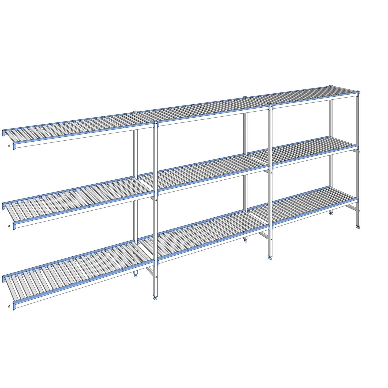 Rayonnage à clayettes amovibles 3 niveaux aluminium 175 x 453.7 x 40 cm Tournus - ACA4537