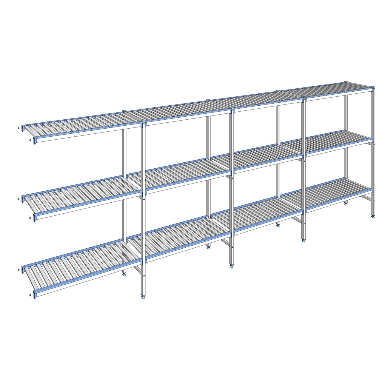 Rayonnage à clayettes amovibles 3 niveaux aluminium 175 x 477.3 x 40 cm Tournus - ACA4773