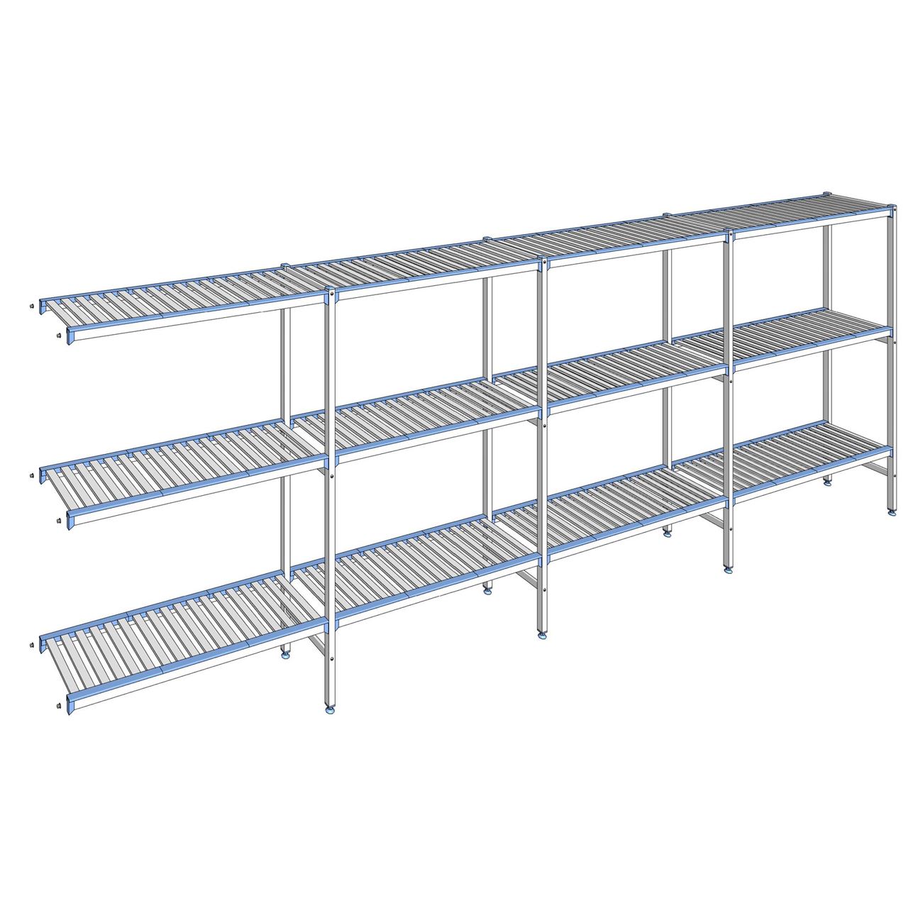 Rayonnage à clayettes amovibles 3 niveaux aluminium 175 x 487.3 x 40 cm Tournus - ACA4873