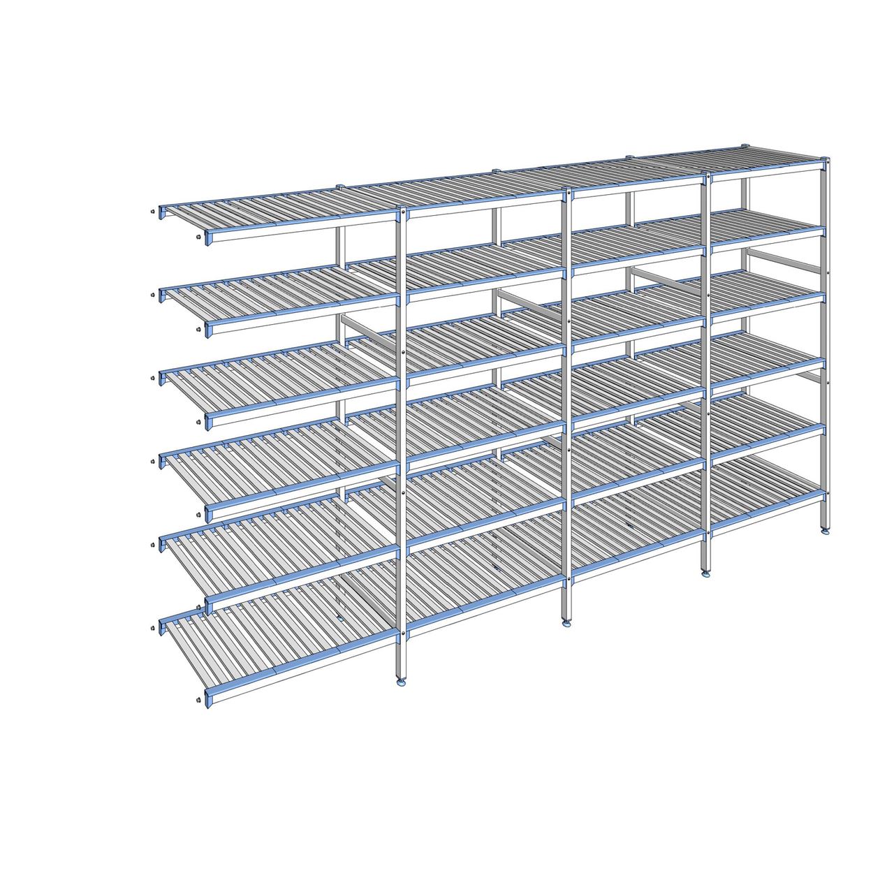 Rayonnage à clayettes amovibles 6 niveaux aluminium 205 x 377.1 x 50 cm Tournus - ACO3771