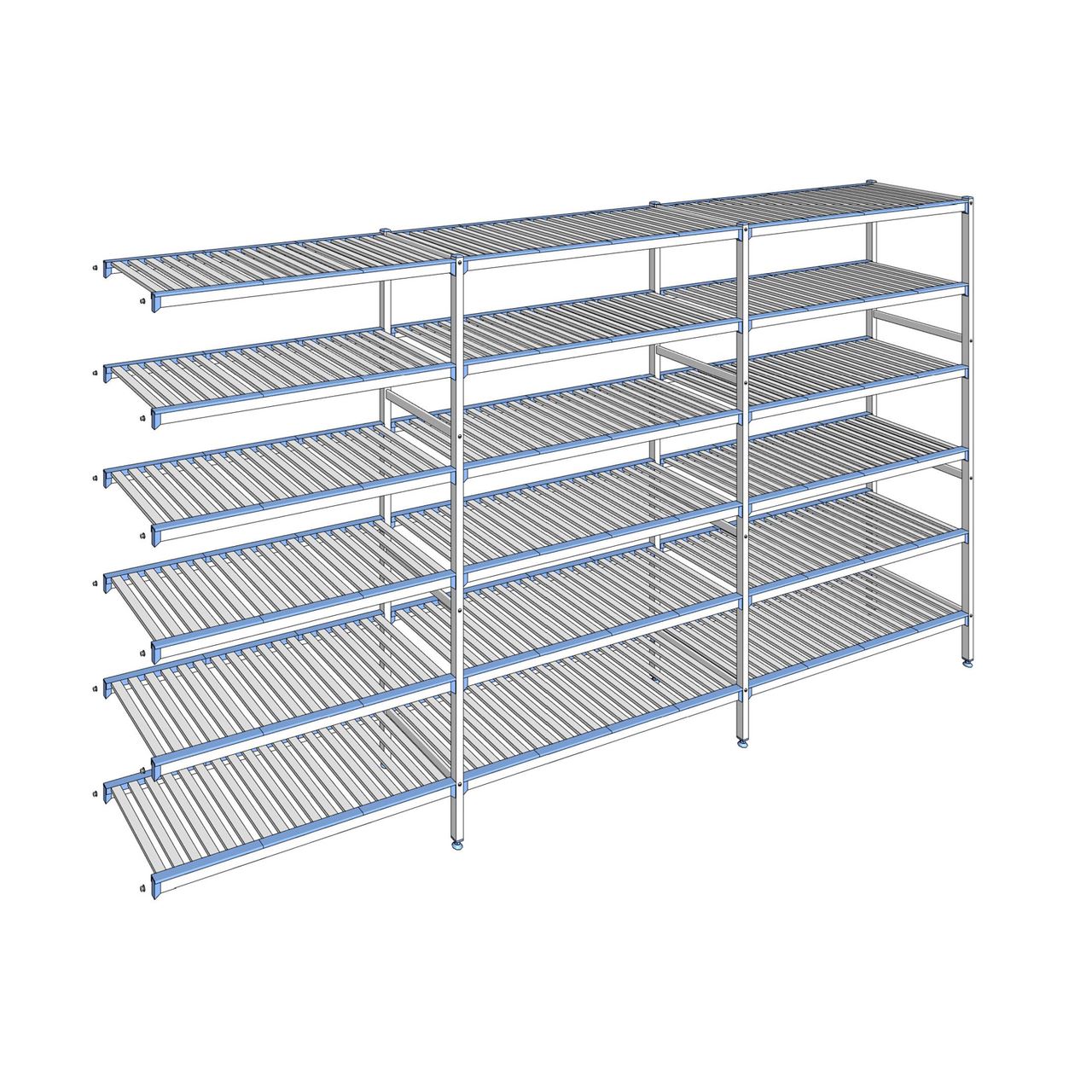 Rayonnage à clayettes amovibles 6 niveaux aluminium 205 x 383.5 x 50 cm Tournus - ACO3835