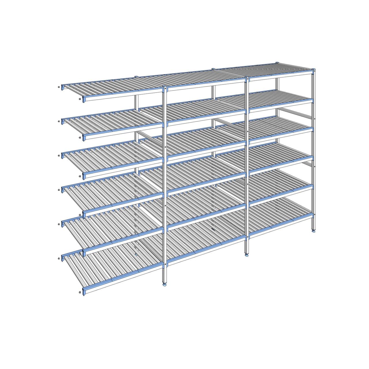 Rayonnage à clayettes amovibles 6 niveaux aluminium 205 x 323.1 x 56 cm Tournus - ACR3231