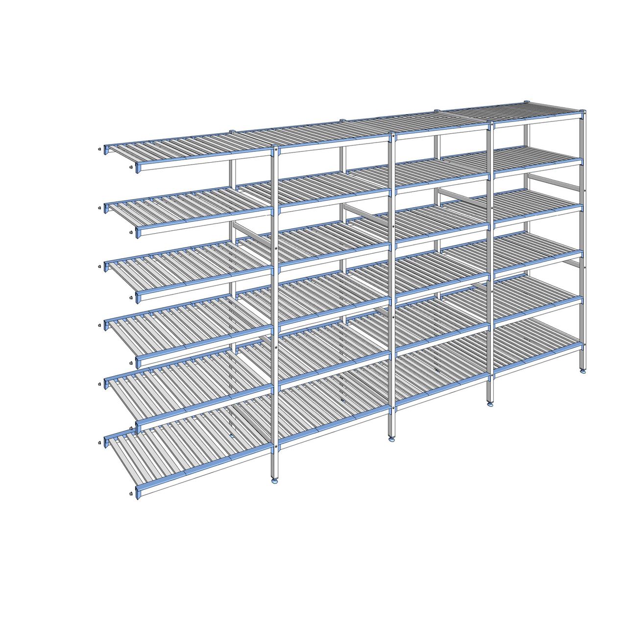 Rayonnage à clayettes amovibles 6 niveaux aluminium 205 x 387.1 x 50 cm Tournus - ACO3871