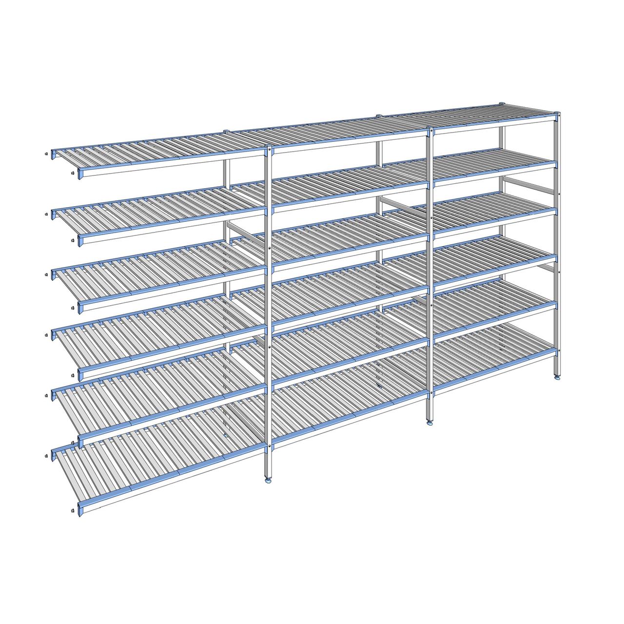 Rayonnage à clayettes amovibles 6 niveaux aluminium 205 x 393.5 x 50 cm Tournus - ACO3935