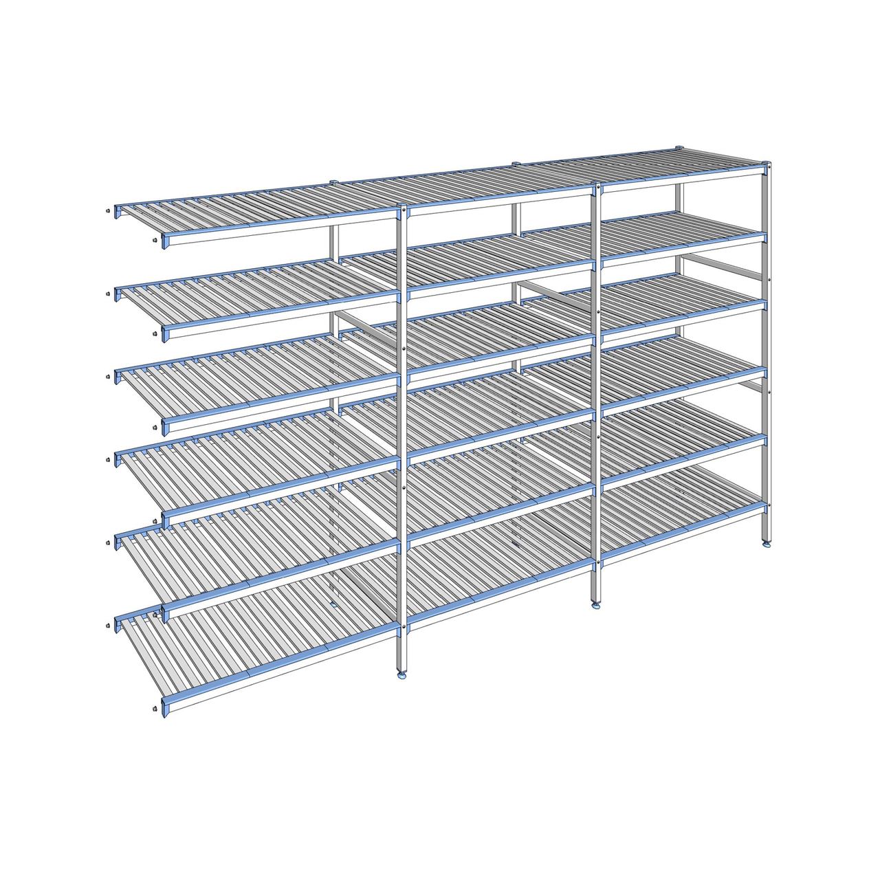 Rayonnage à clayettes amovibles 6 niveaux aluminium 205 x 353.1 x 56 cm Tournus - ACR3531