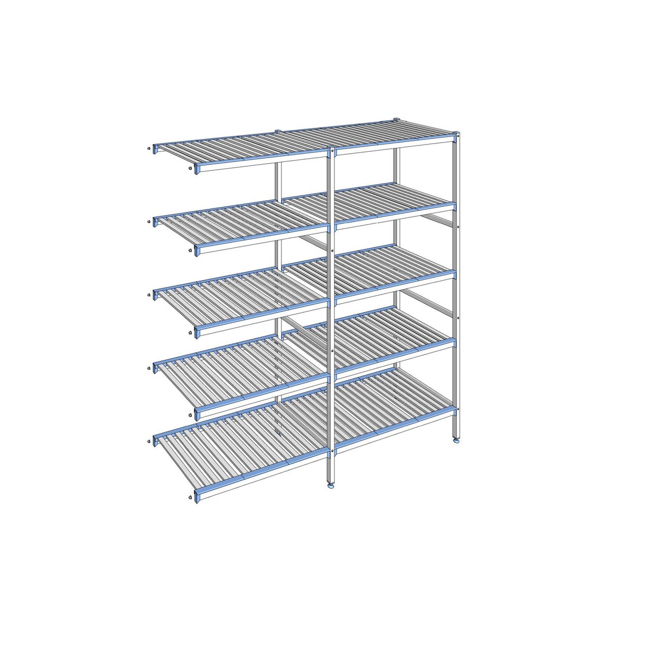 Rayonnage à clayettes amovibles 5 niveaux aluminium 205 x 199.1 x 56 cm Tournus - ACQ1991