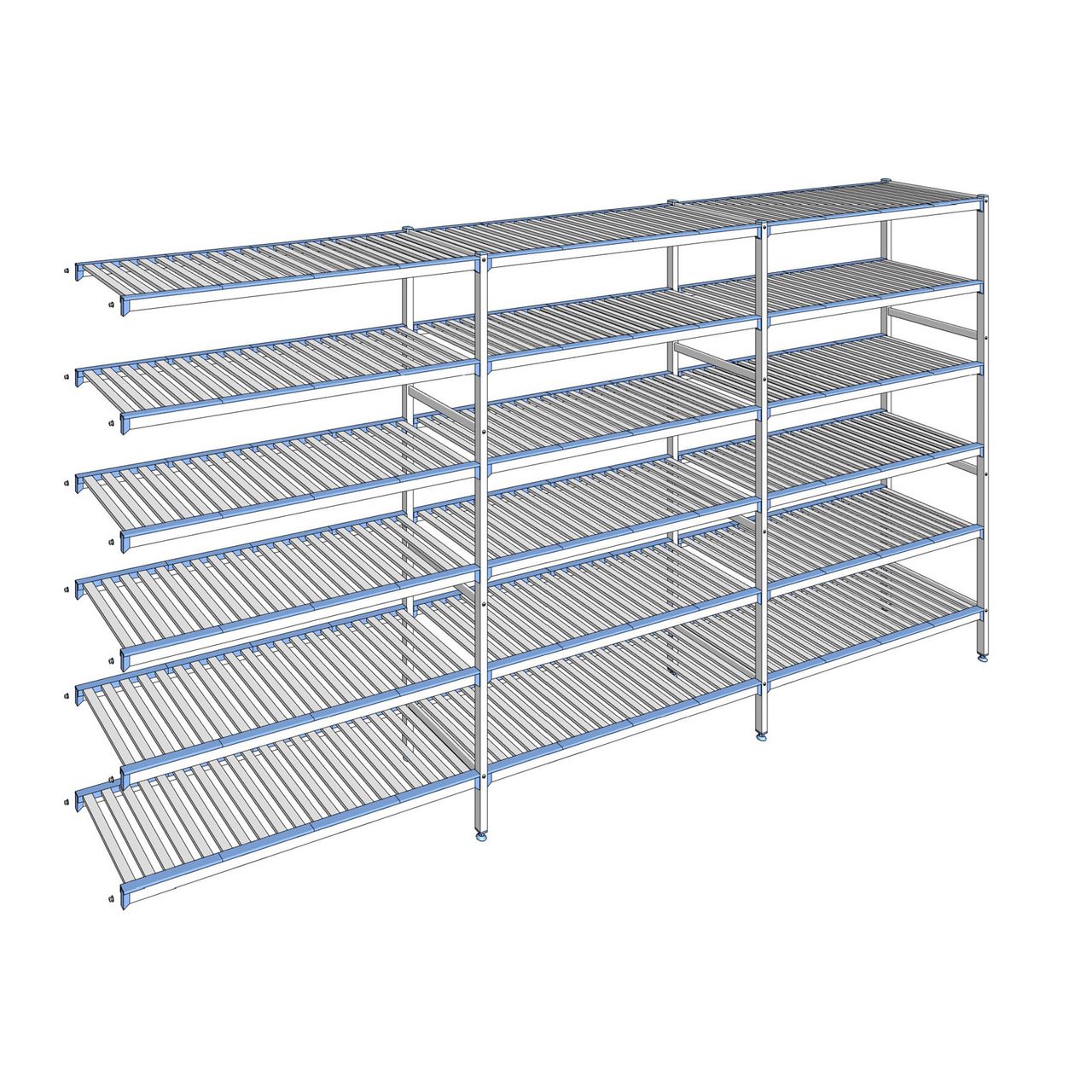 Rayonnage à clayettes amovibles 6 niveaux aluminium 205 x 403.7 x 50 cm Tournus - ACO4037