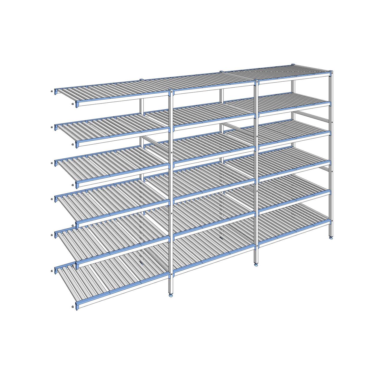Rayonnage à clayettes amovibles 6 niveaux aluminium 205 x 343.1 x 56 cm Tournus - ACR3431