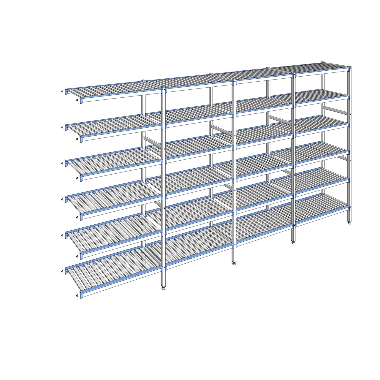 Rayonnage à clayettes amovibles 6 niveaux aluminium 205 x 387.1 x 40 cm Tournus - ACL3871