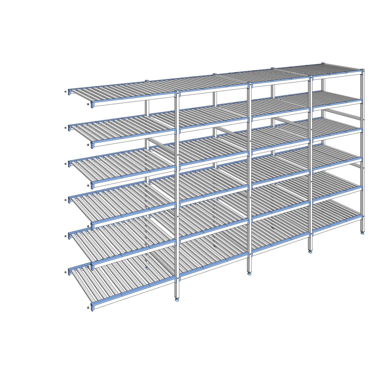 Rayonnage à clayettes amovibles 6 niveaux aluminium 205 x 377.1 x 56 cm Tournus - ACR3771