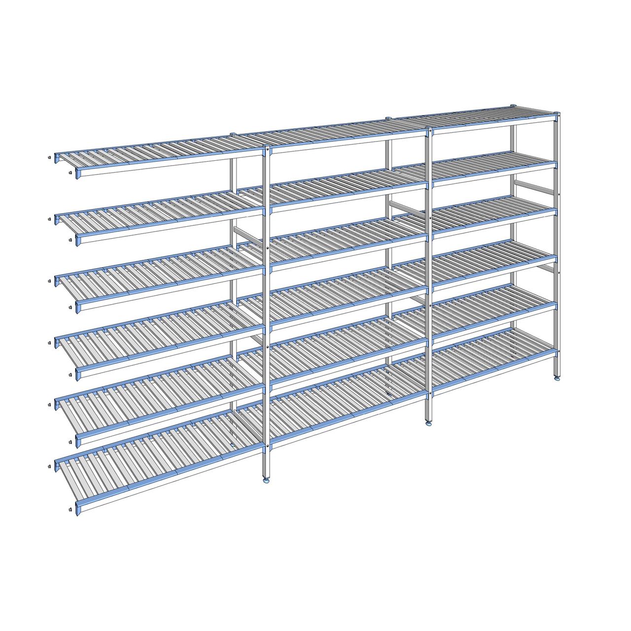 Rayonnage à clayettes amovibles 6 niveaux aluminium 205 x 393.5 x 40 cm Tournus - ACL3935