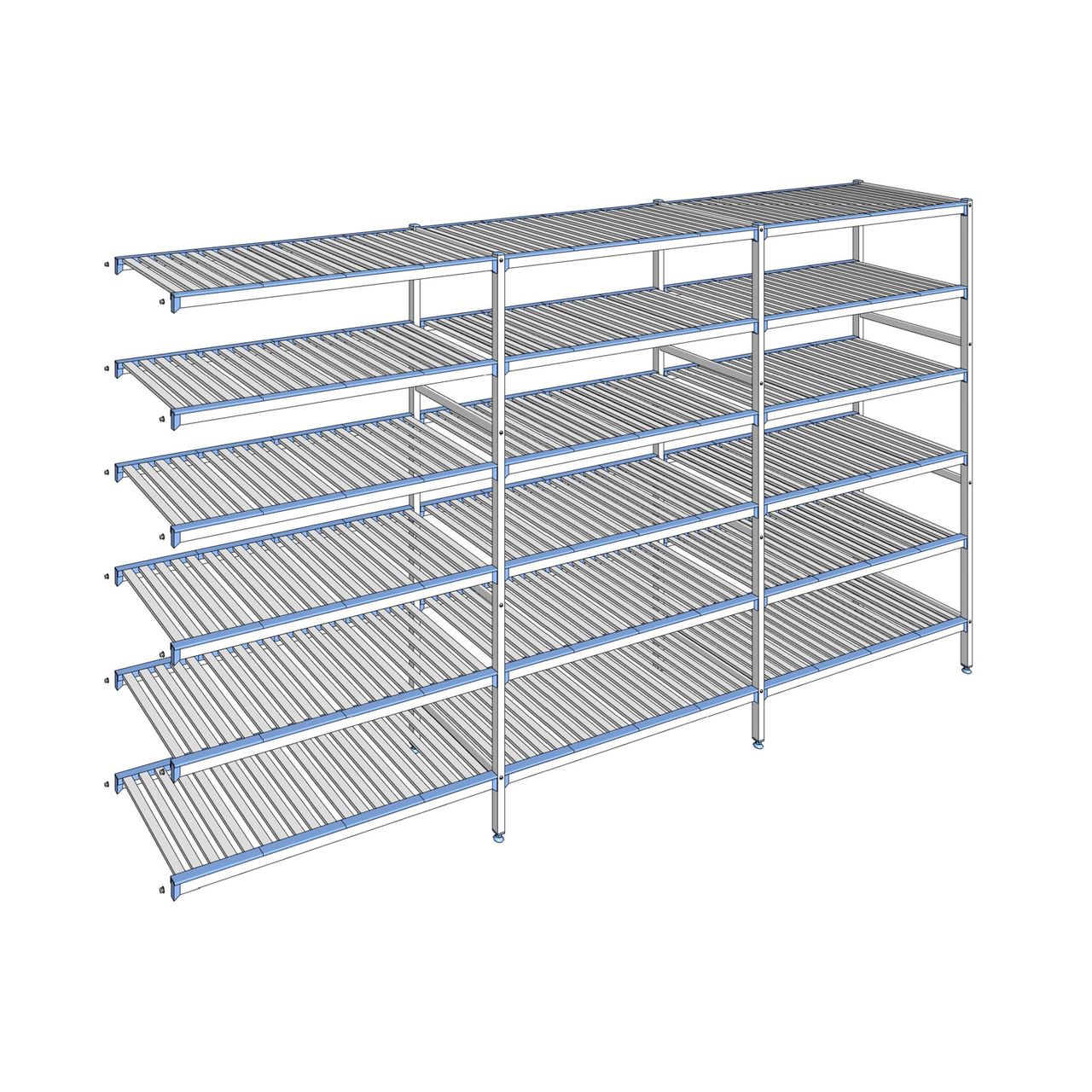 Rayonnage à clayettes amovibles 6 niveaux aluminium 205 x 373.1 x 56 cm Tournus - ACR3731