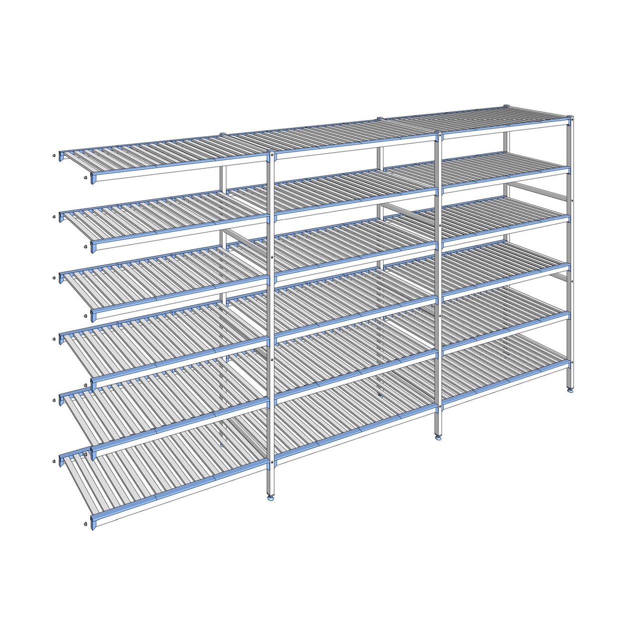 Rayonnage à clayettes amovibles 6 niveaux aluminium 205 x 383.5 x 56 cm Tournus - ACR3835