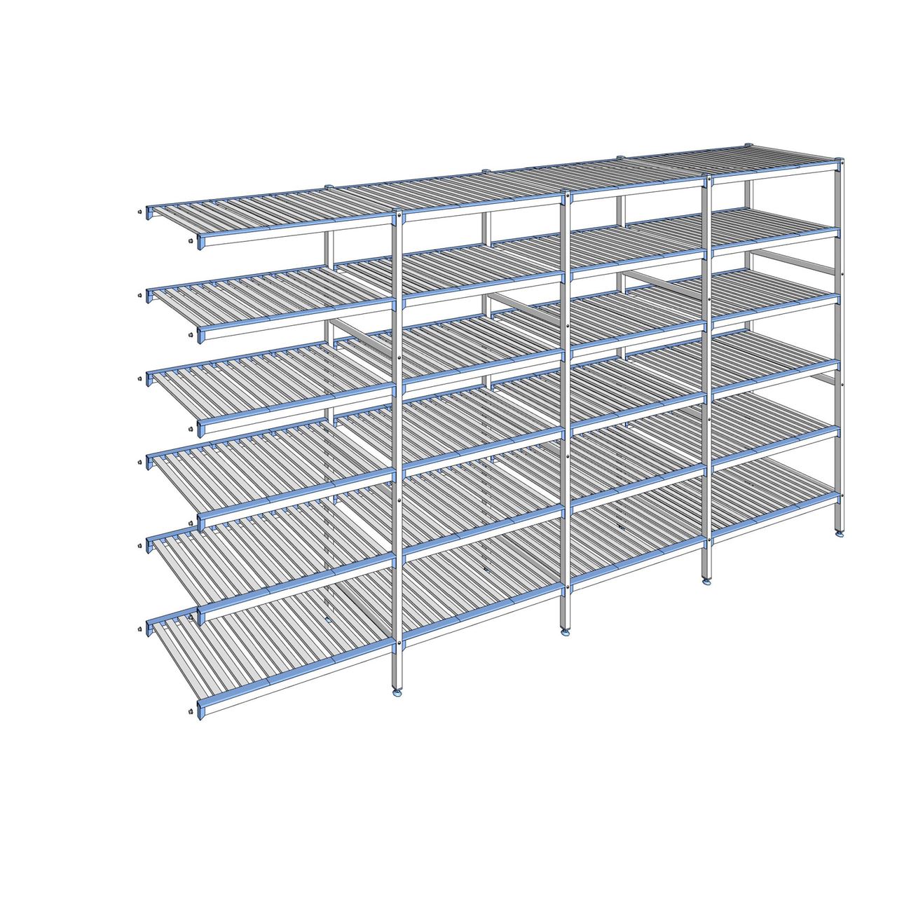 Rayonnage à clayettes amovibles 6 niveaux aluminium 205 x 387.1 x 56 cm Tournus - ACR3871