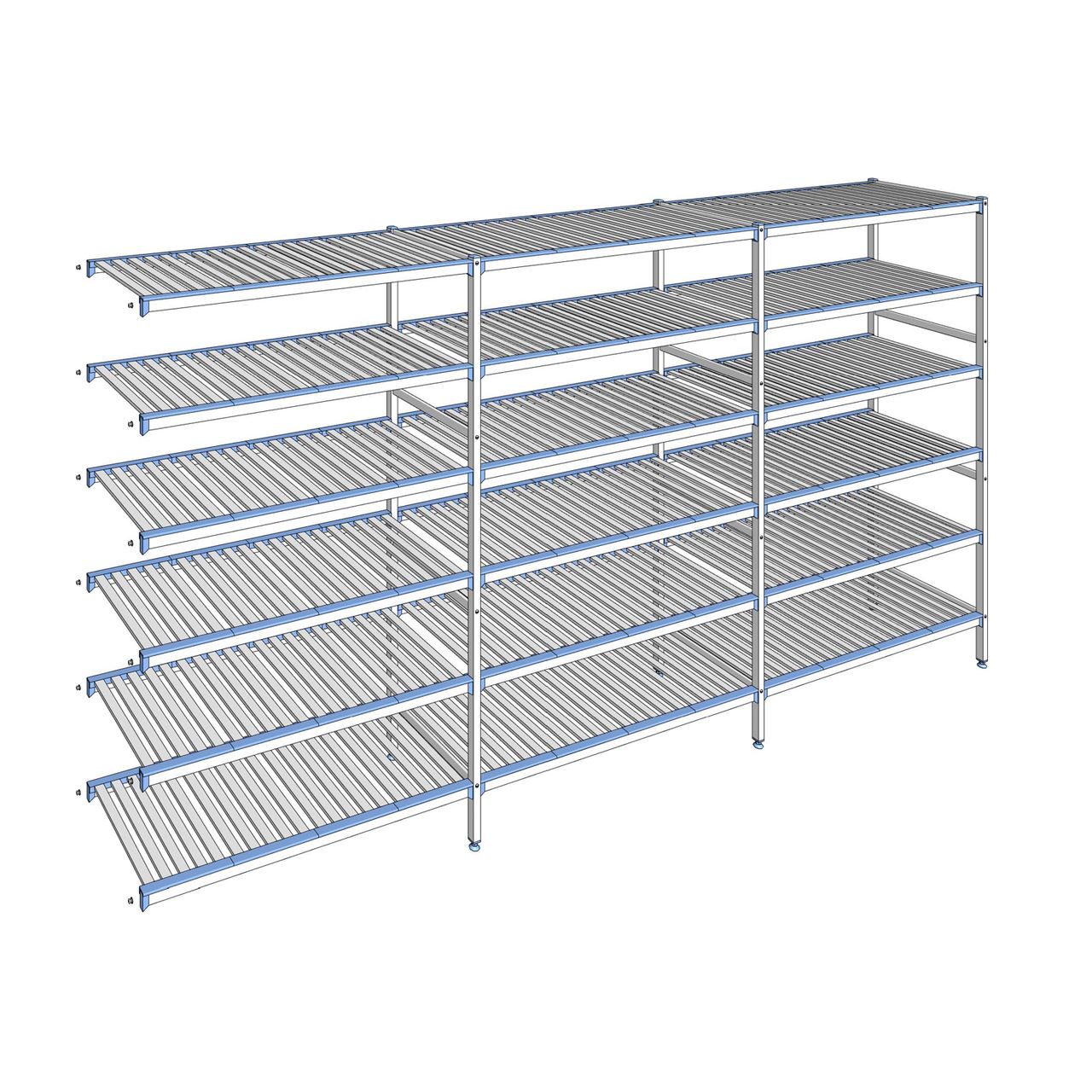 Rayonnage à clayettes amovibles 6 niveaux aluminium 205 x 393.5 x 56 cm Tournus - ACR3935