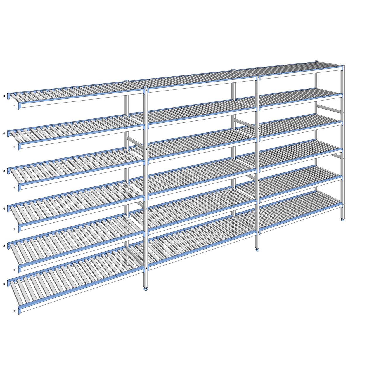 Rayonnage à clayettes amovibles 6 niveaux aluminium 205 x 443.7 x 40 cm Tournus - ACL4437