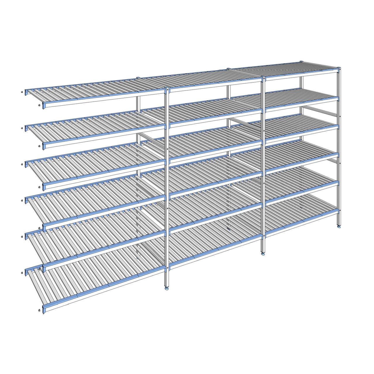Rayonnage à clayettes amovibles 6 niveaux aluminium 205 x 403.7 x 56 cm Tournus - ACR4037