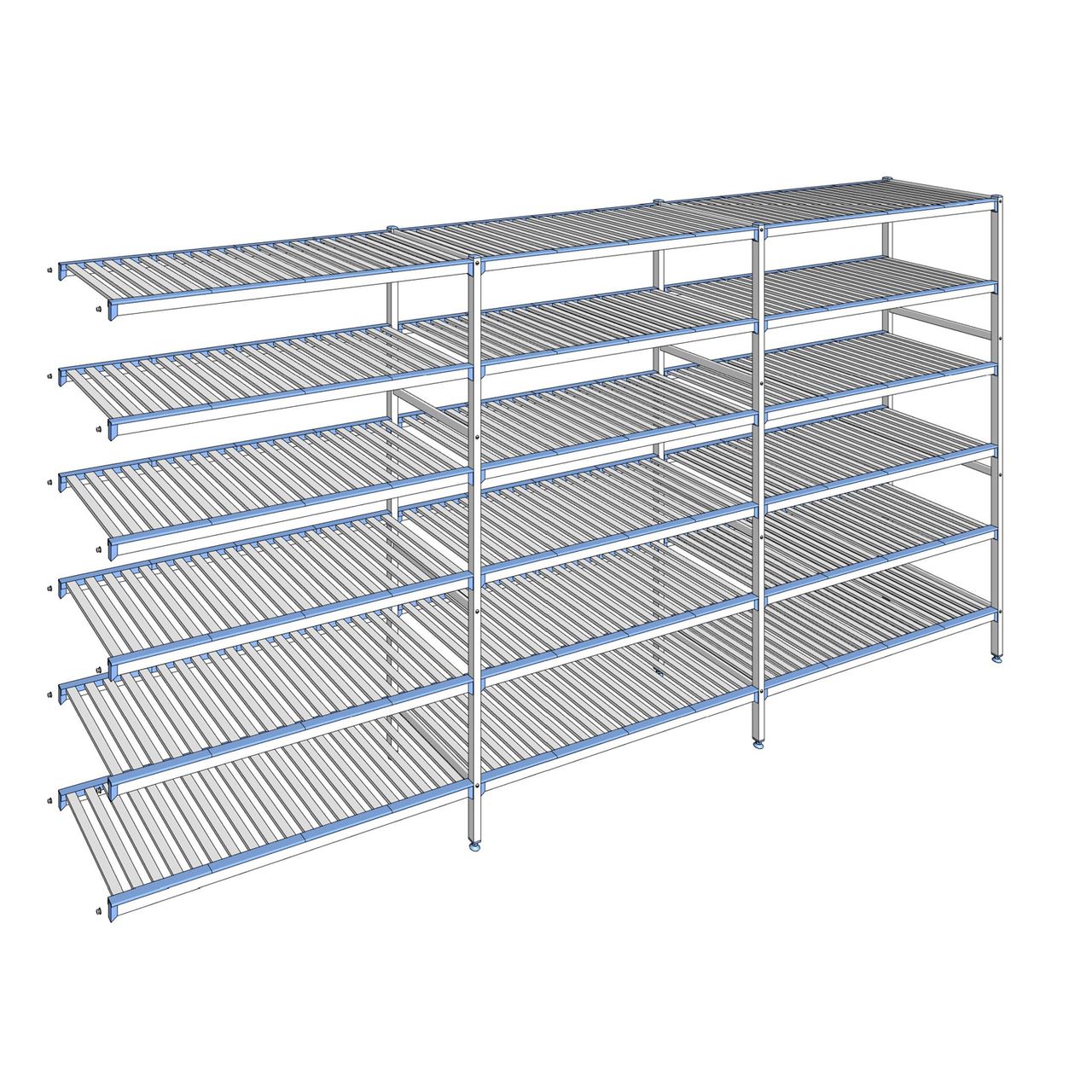 Rayonnage à clayettes amovibles 6 niveaux aluminium 205 x 413.7 x 56 cm Tournus - ACR4137