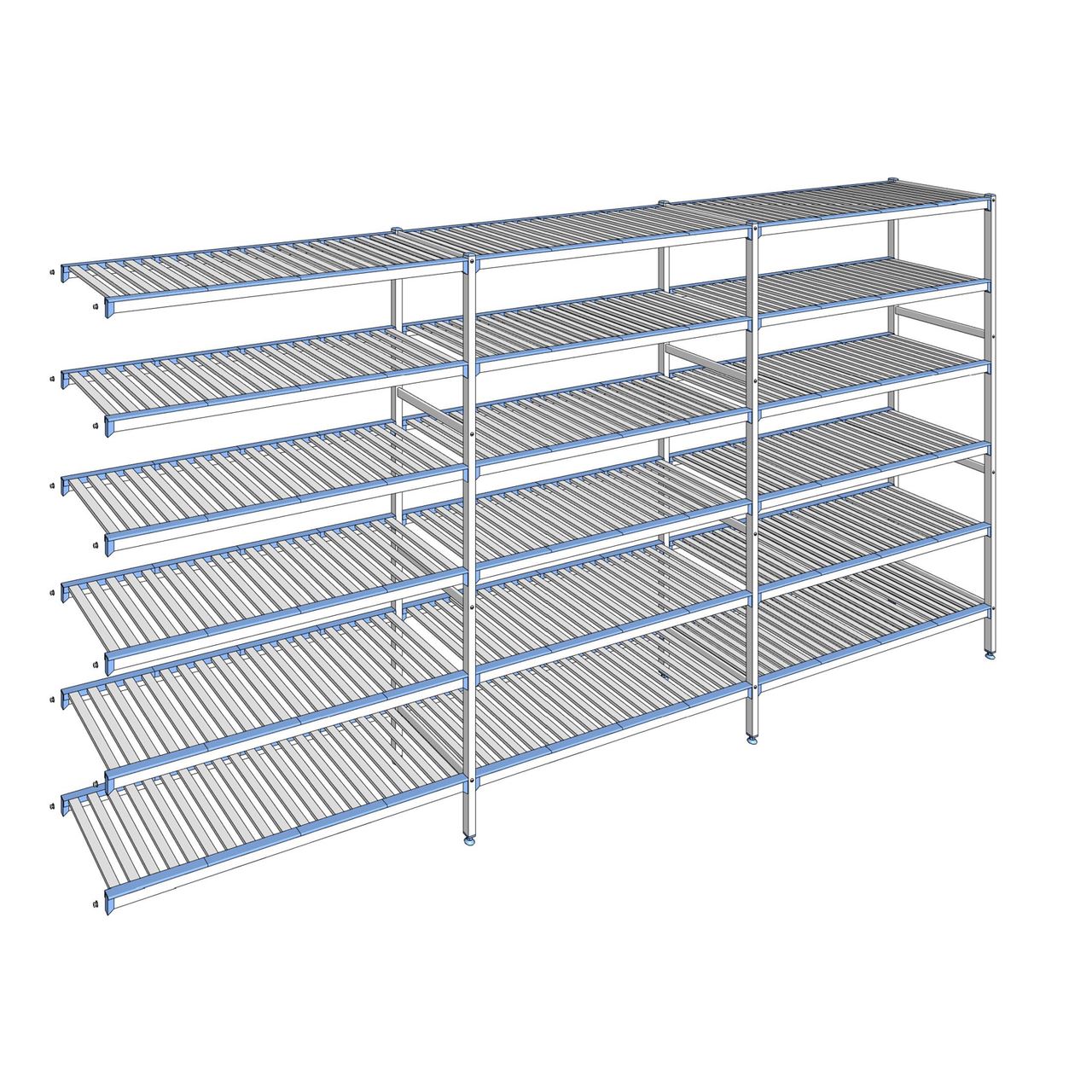 Rayonnage à clayettes amovibles 6 niveaux aluminium 205 x 413.7 x 50 cm Tournus - ACO4137