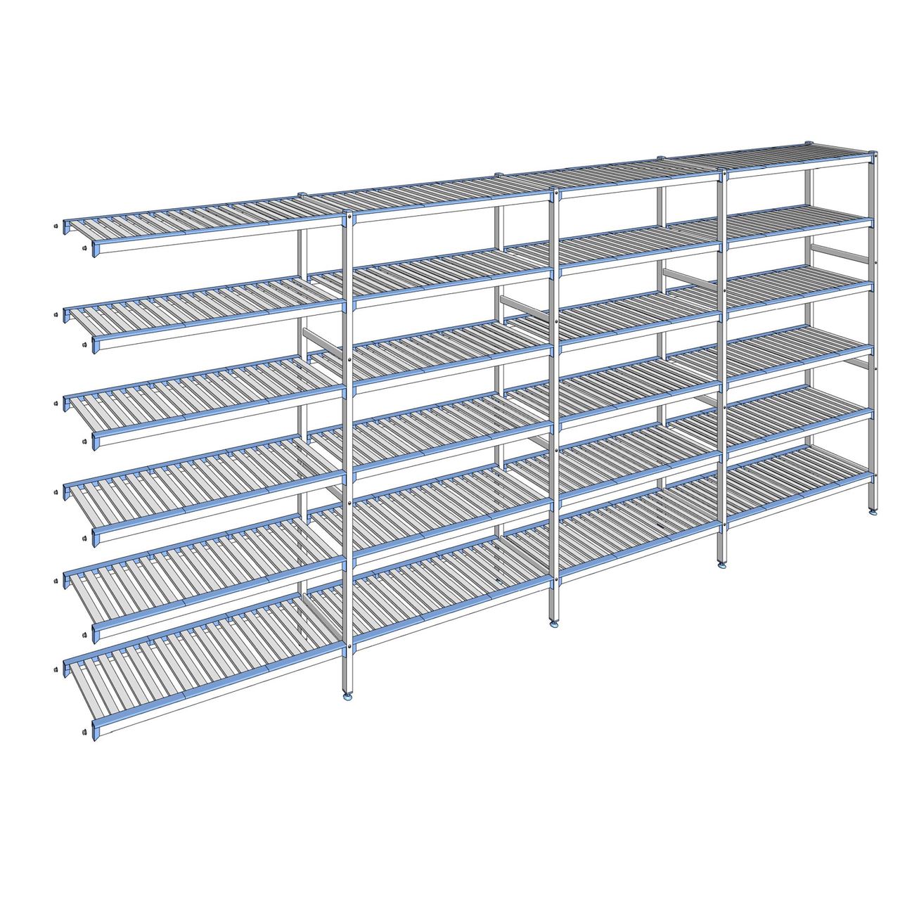 Rayonnage à clayettes amovibles 6 niveaux aluminium 205 x 467.1 x 40 cm Tournus - ACL4671