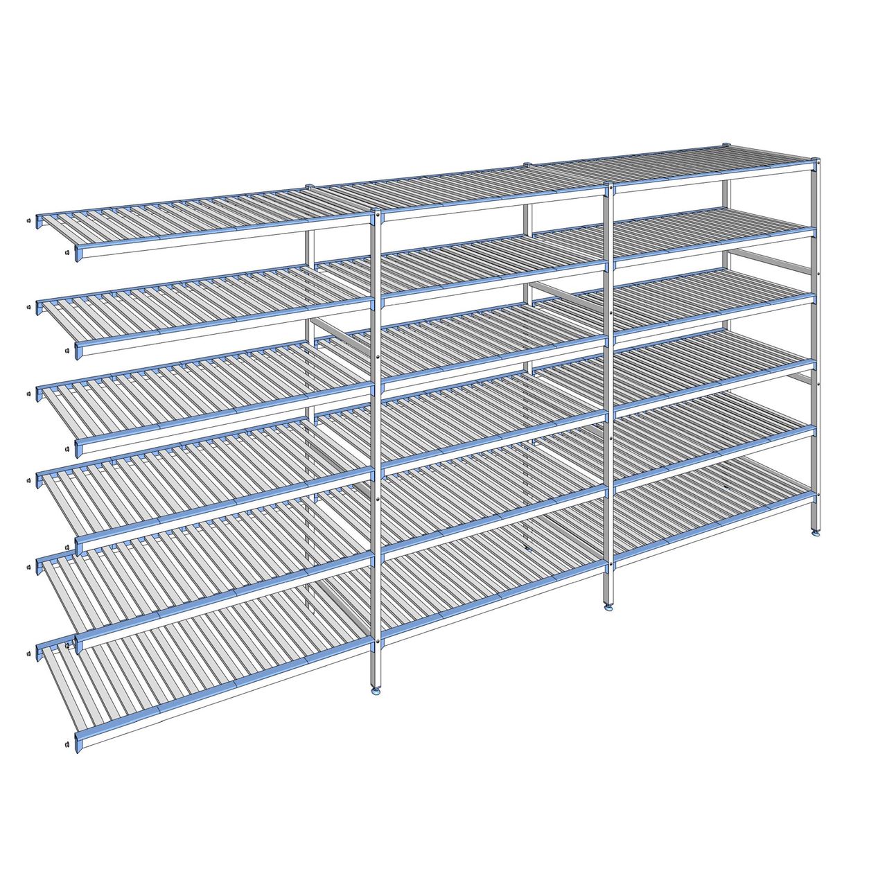 Rayonnage à clayettes amovibles 6 niveaux aluminium 205 x 423.7 x 56 cm Tournus - ACR4237