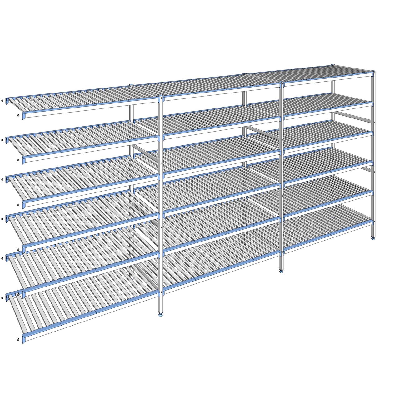 Rayonnage à clayettes amovibles 6 niveaux aluminium 205 x 443.7 x 56 cm Tournus - ACR4437