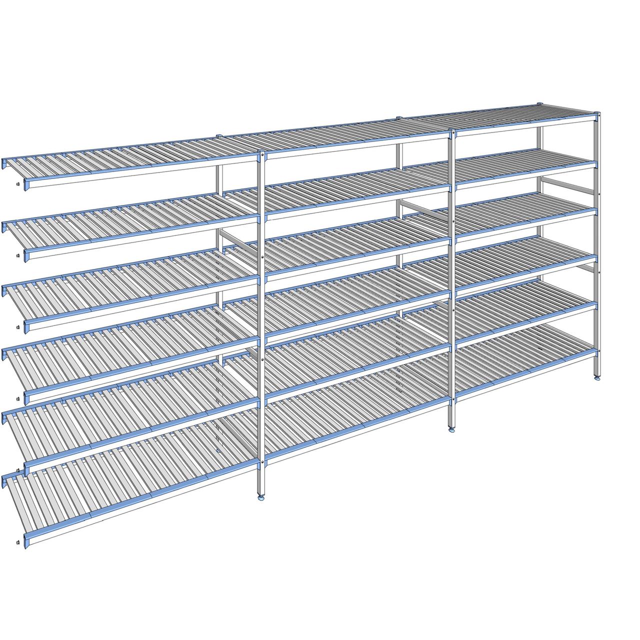 Rayonnage à clayettes amovibles 6 niveaux aluminium 205 x 453.7 x 50 cm Tournus - ACO4537