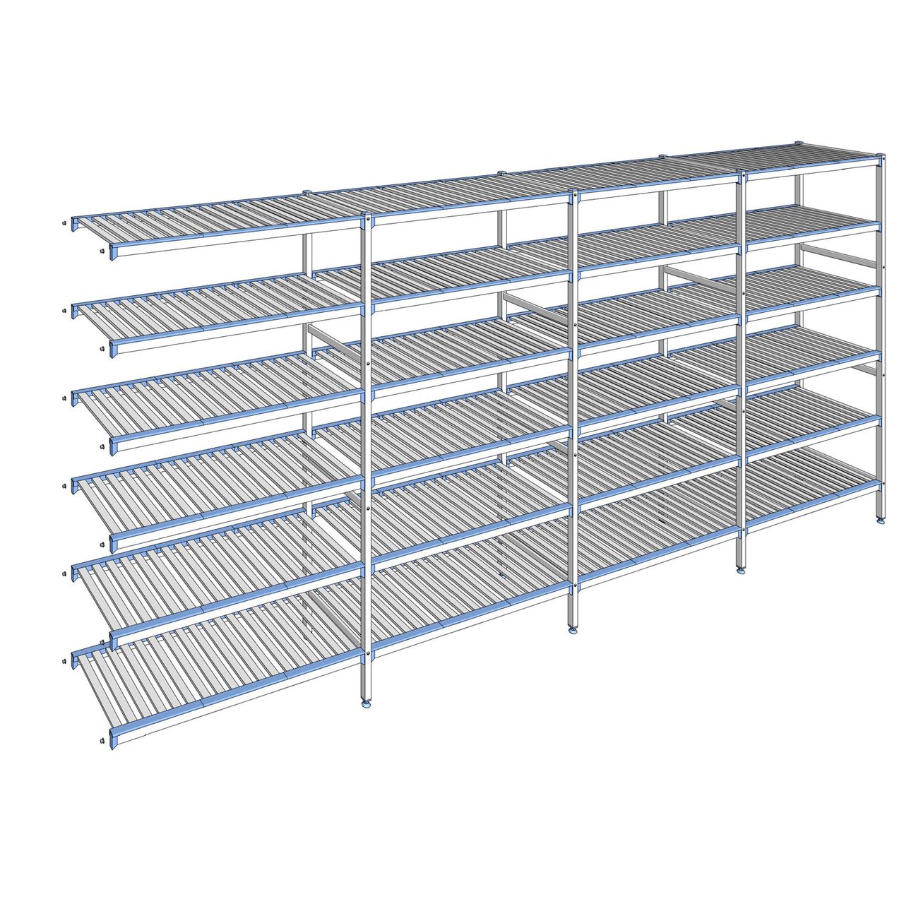 Rayonnage à clayettes amovibles 6 niveaux aluminium 205 x 457.1 x 50 cm Tournus - ACO4571