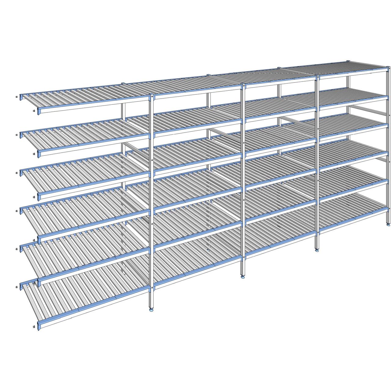Rayonnage à clayettes amovibles 6 niveaux aluminium 205 x 477.3 x 56 cm Tournus - ACR4773