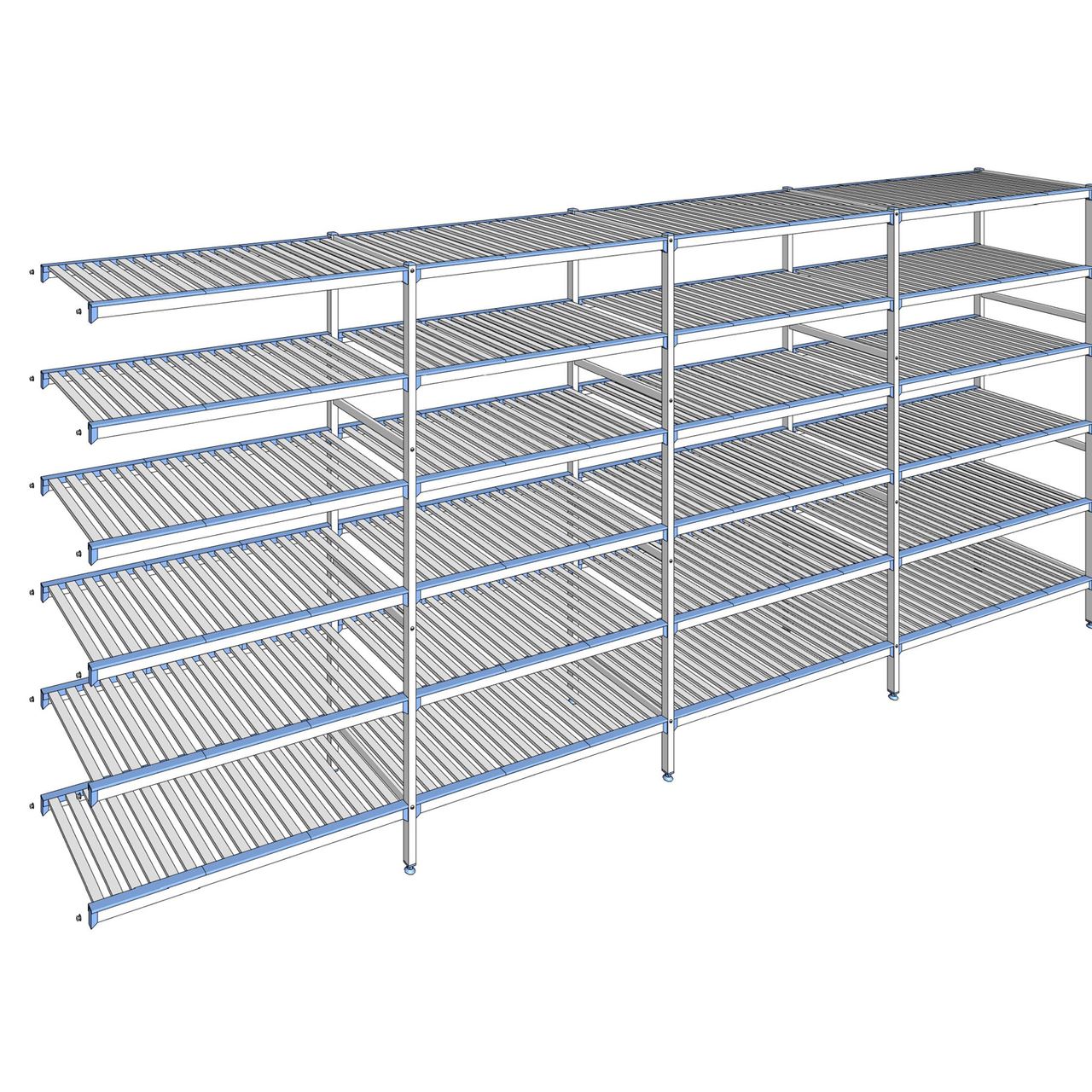 Rayonnage à clayettes amovibles 6 niveaux aluminium 205 x 487.3 x 56 cm Tournus - ACR4873