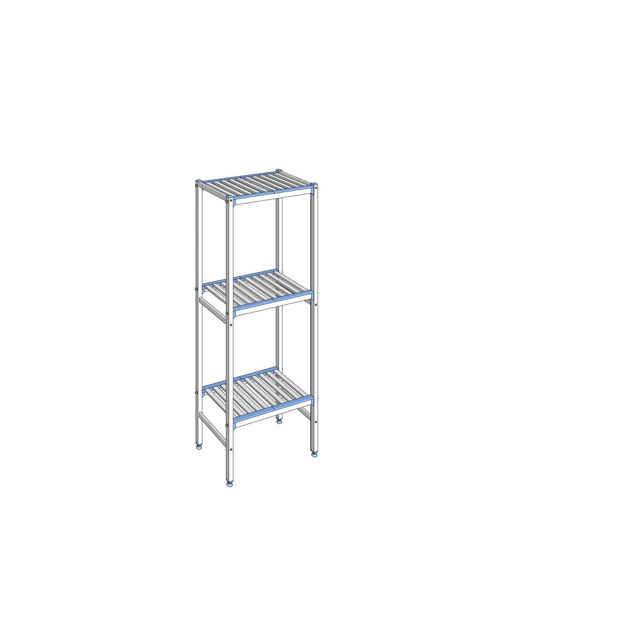Rayonnage à clayettes amovibles 3 niveaux aluminium 175 x 69 x 40 cm Tournus - ALA0690