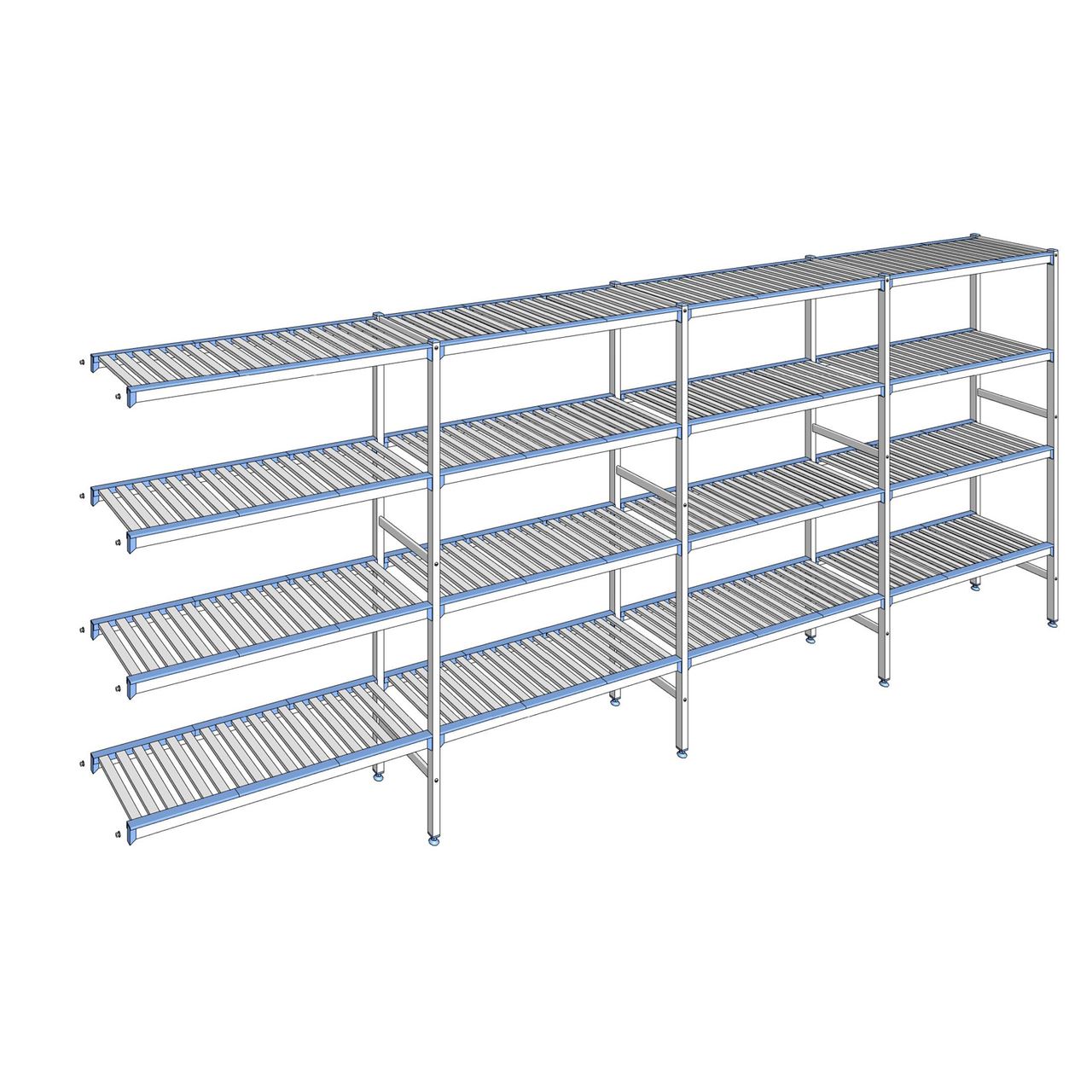 Rayonnage à clayettes amovibles 4 niveaux aluminium 175 x 457.1 x 40 cm Tournus - ACB4571