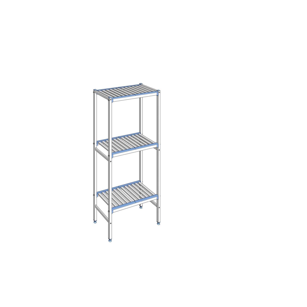 Rayonnage à clayettes amovibles 3 niveaux aluminium 175 x 79 x 40 cm Tournus - ALA0790