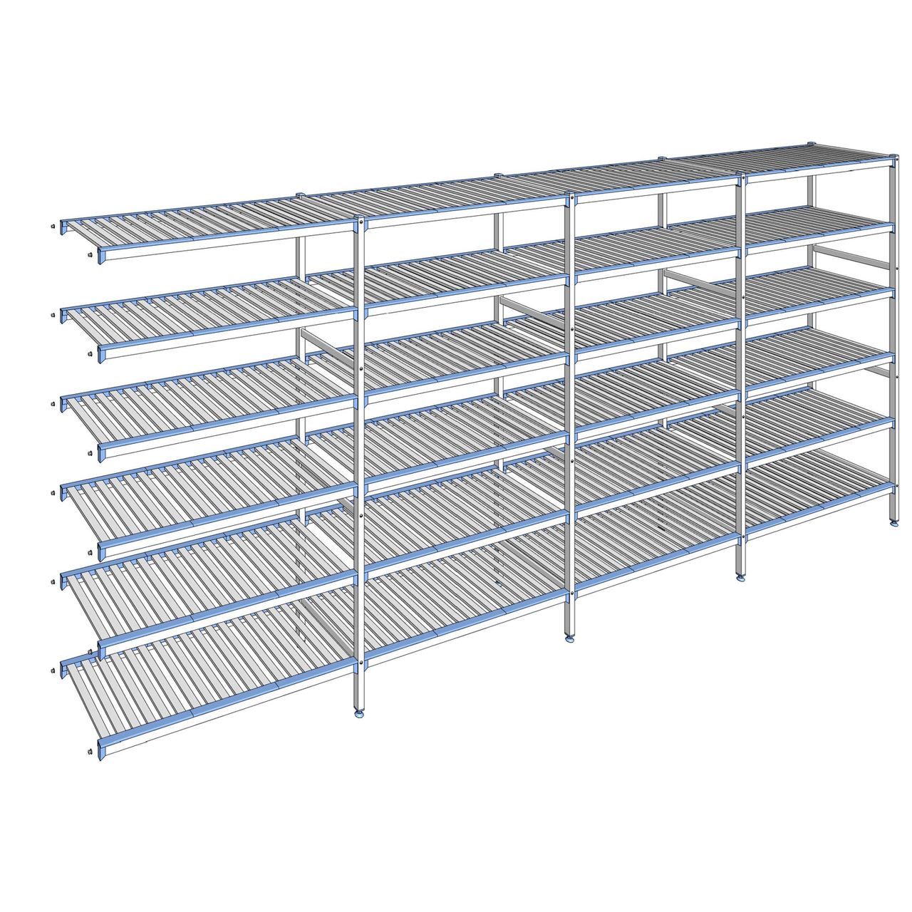 Rayonnage à clayettes amovibles 6 niveaux aluminium 205 x 467.1 x 50 cm Tournus - ACO4671