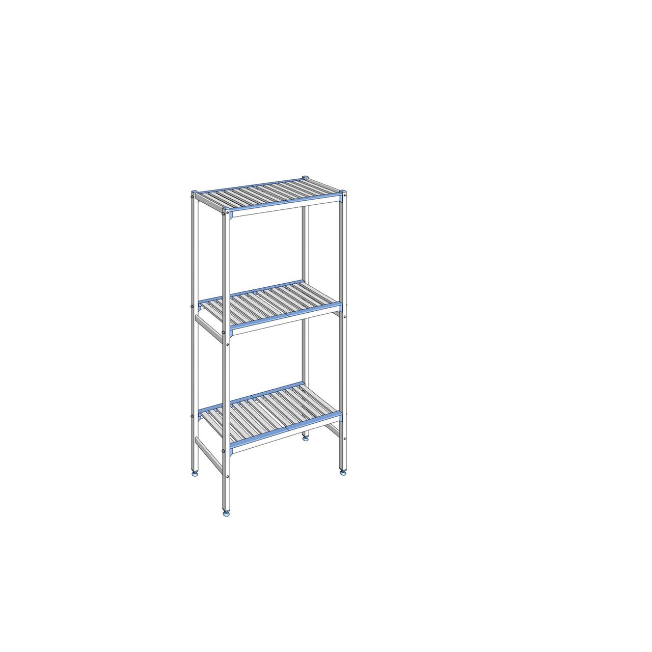 Rayonnage à clayettes amovibles 3 niveaux aluminium 175 x 89 x 40 cm Tournus - ALA0890