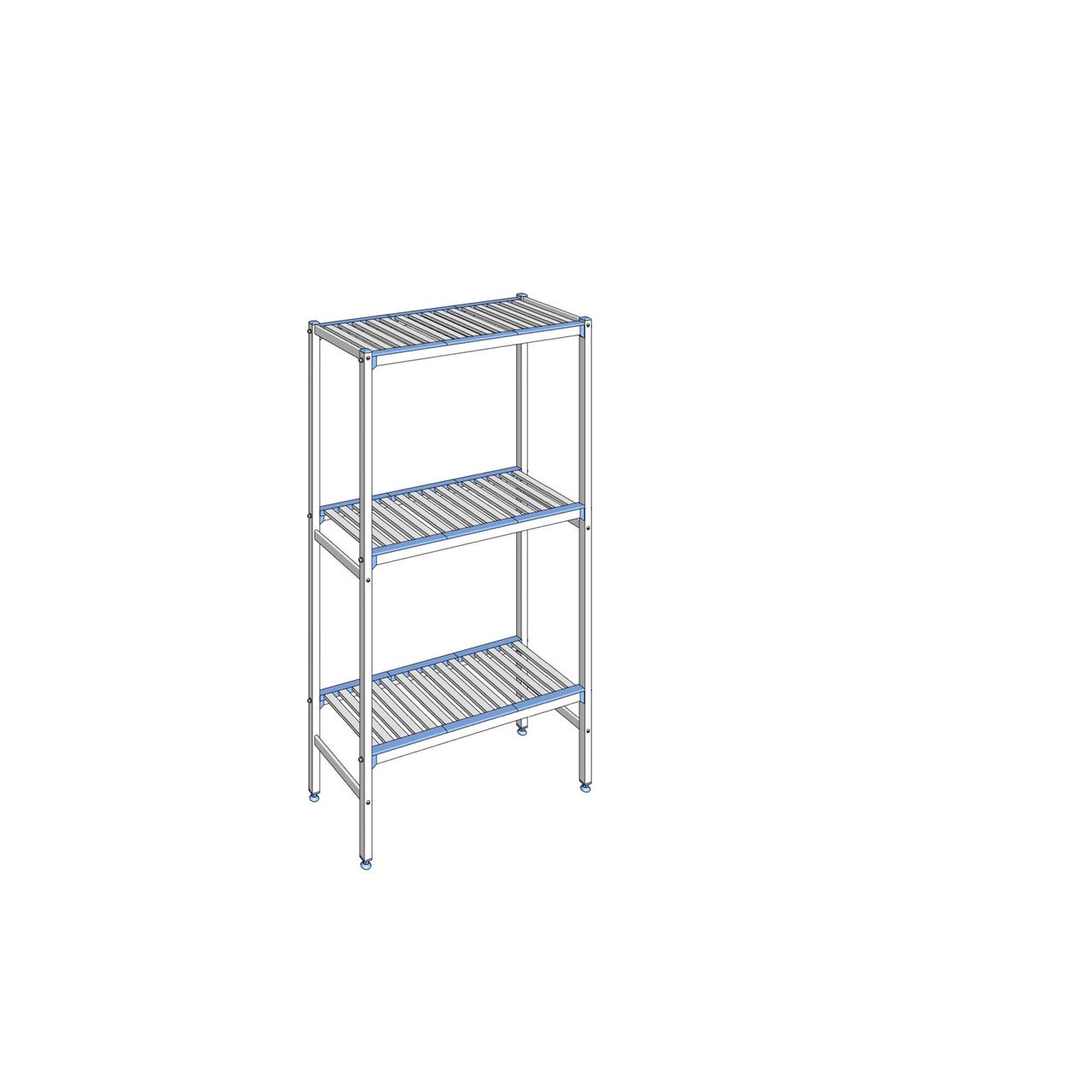 Rayonnage à clayettes amovibles 3 niveaux aluminium 175 x 99.2 x 40 cm Tournus - ALA0992