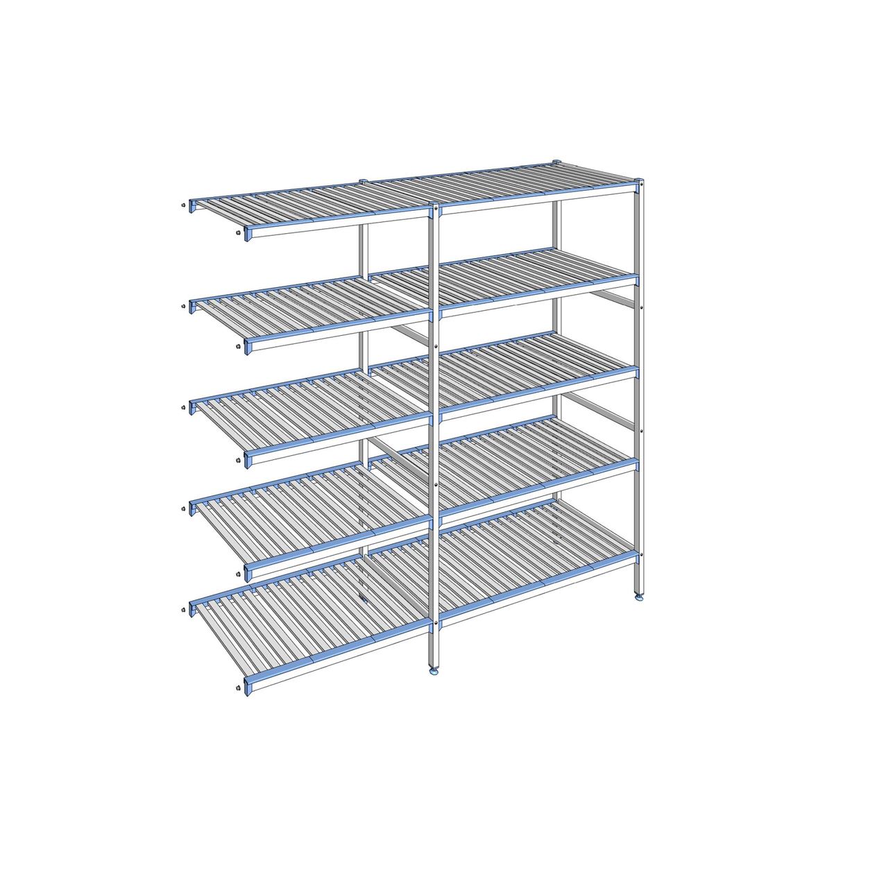 Rayonnage à clayettes amovibles 5 niveaux aluminium 205 x 219.1 x 56 cm Tournus - ACQ2191