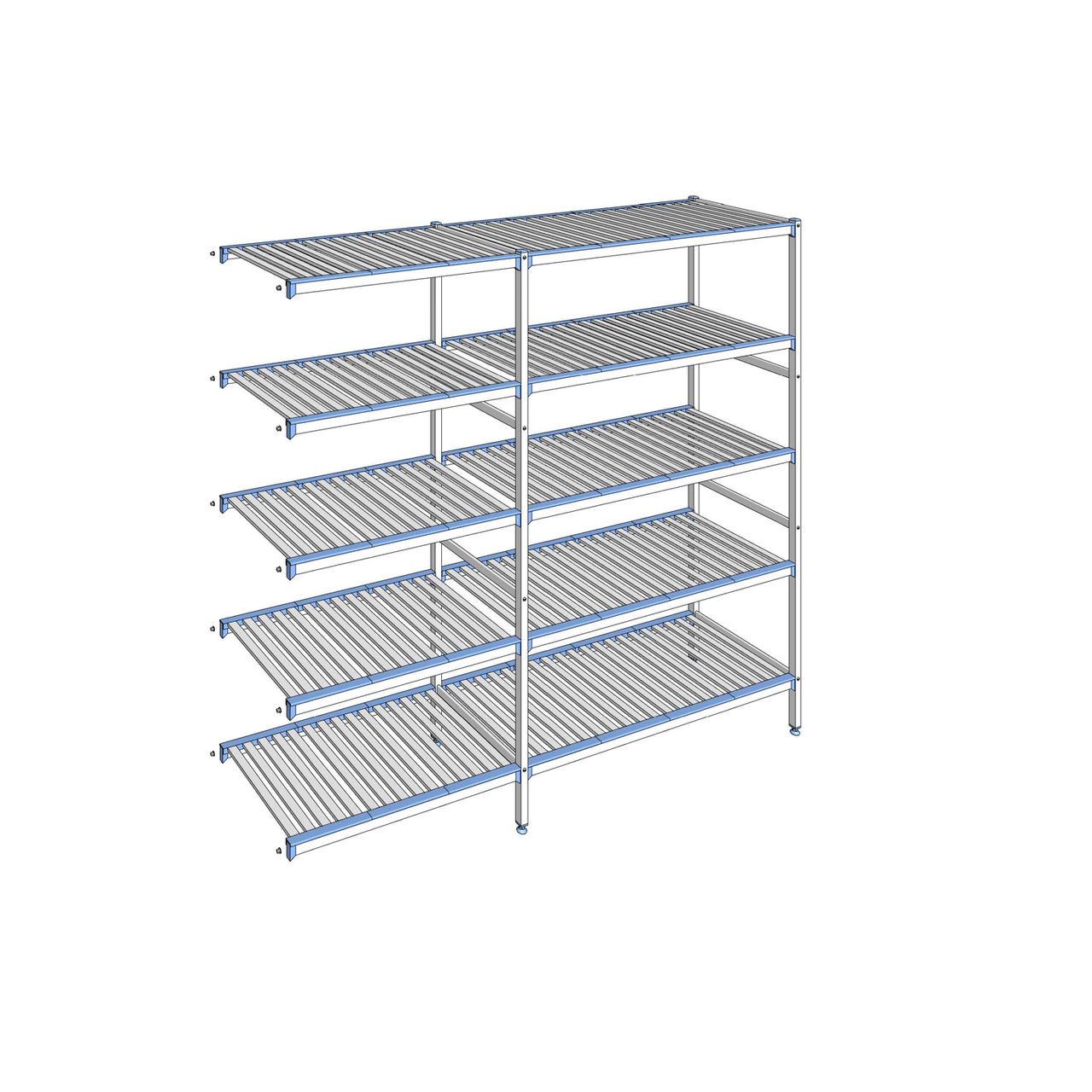 Rayonnage à clayettes amovibles 5 niveaux aluminium 205 x 229.3 x 56 cm Tournus - ACQ2293