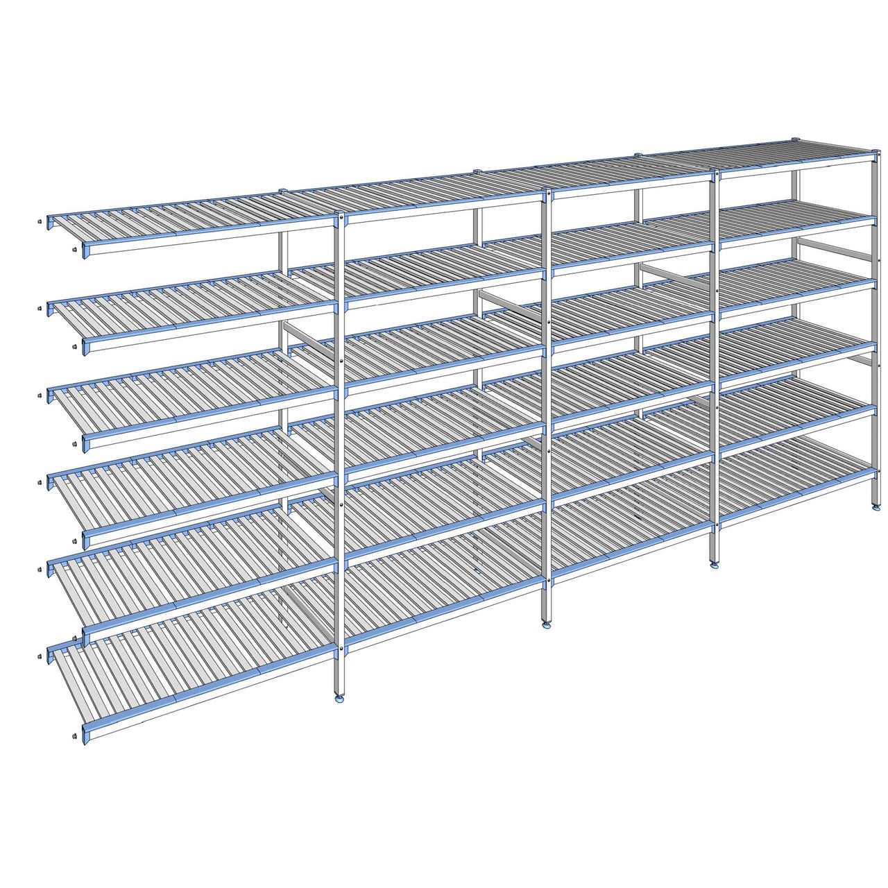 Rayonnage à clayettes amovibles 6 niveaux aluminium 205 x 477.3 x 50 cm Tournus - ACO4773
