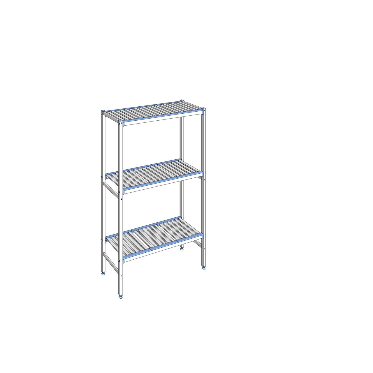 Rayonnage à clayettes amovibles 3 niveaux aluminium 175 x 109.2 x 40 cm Tournus - ALA1092