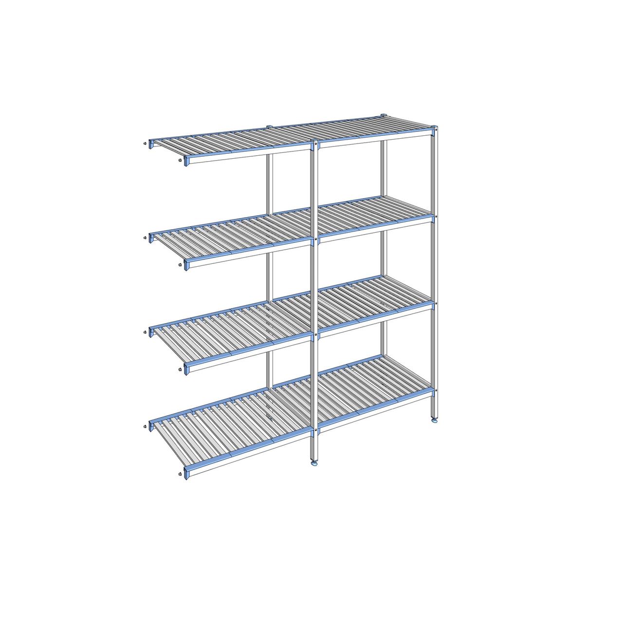 Rayonnage à clayettes amovibles 4 niveaux aluminium 205 x 199.1 x 50 cm Tournus - ACM1991