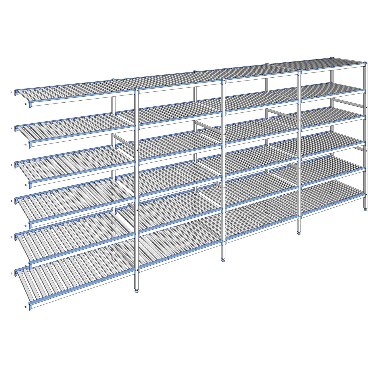 Rayonnage à clayettes amovibles 6 niveaux aluminium 205 x 487.3 x 50 cm Tournus - ACO4873