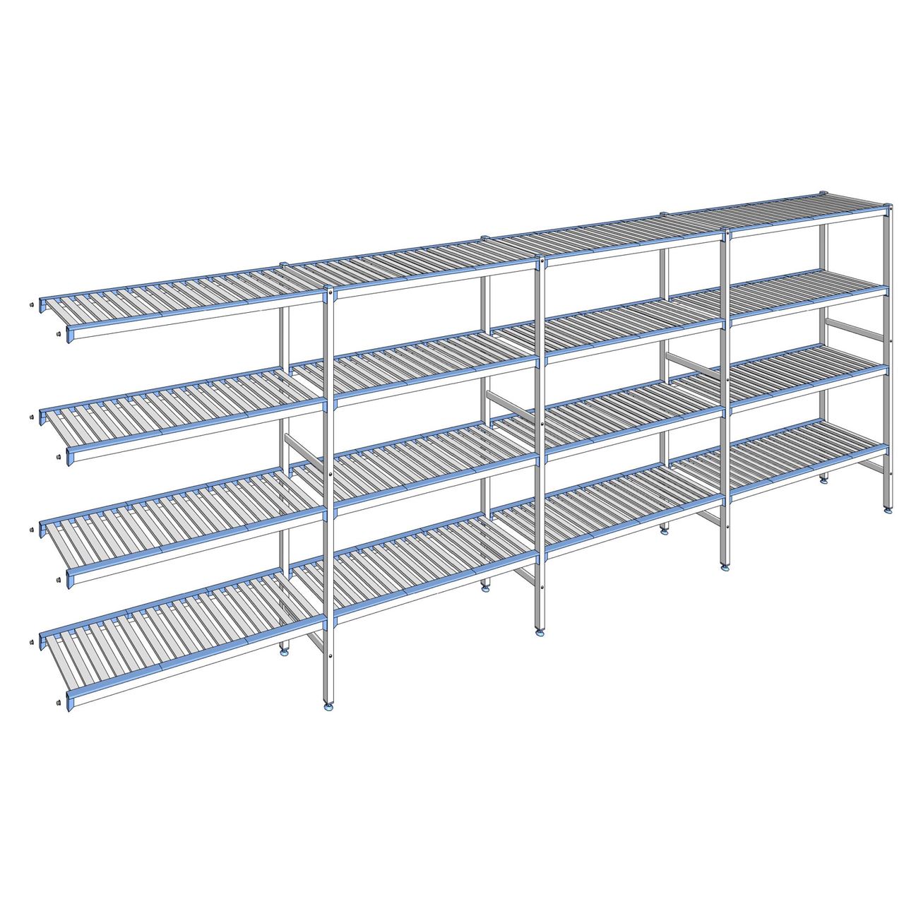 Rayonnage à clayettes amovibles 4 niveaux aluminium 175 x 487.3 x 40 cm Tournus - ACB4873