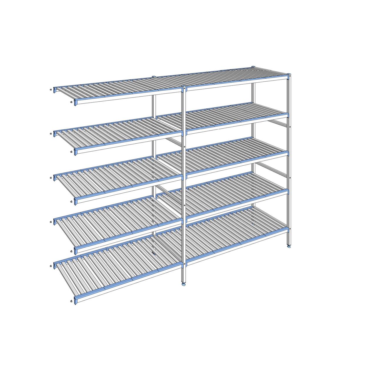 Rayonnage à clayettes amovibles 5 niveaux aluminium 205 x 279.3 x 56 cm Tournus - ACQ2793