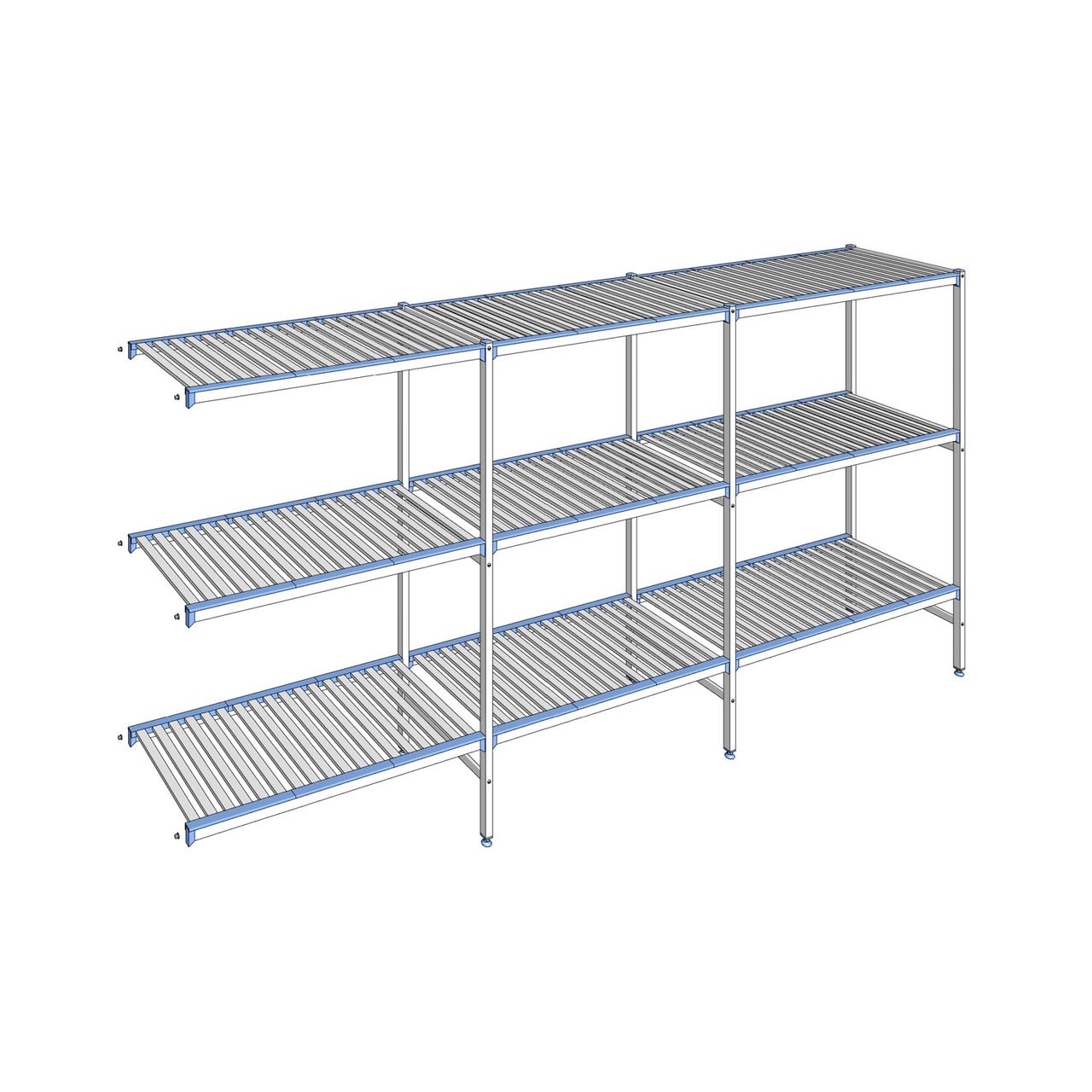 Rayonnage à clayettes amovibles 3 niveaux aluminium 175 x 363.3 x 56 cm Tournus - ACG3633