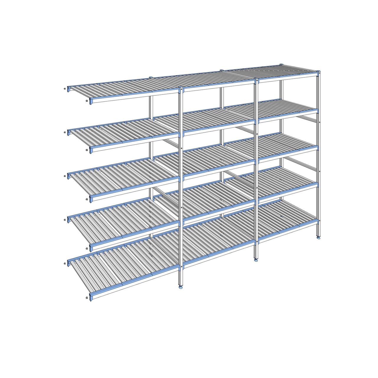 Rayonnage à clayettes amovibles 5 niveaux aluminium 205 x 313.1 x 56 cm Tournus - ACQ3131
