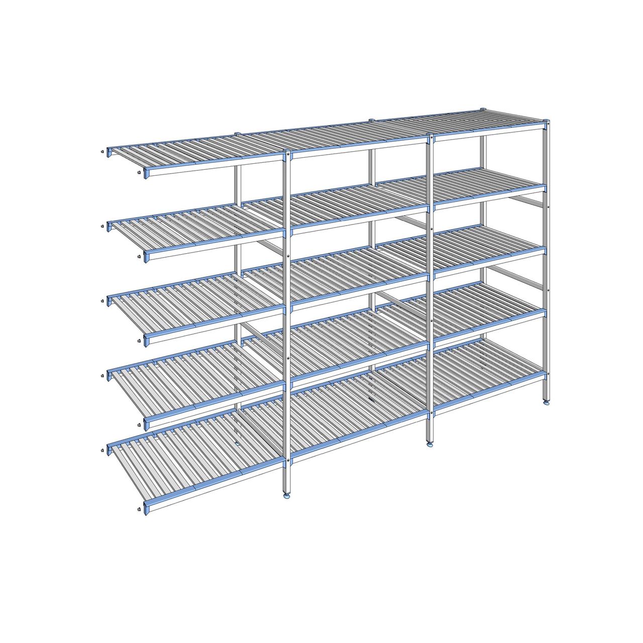 Rayonnage à clayettes amovibles 5 niveaux aluminium 205 x 323.1 x 56 cm Tournus - ACQ3231