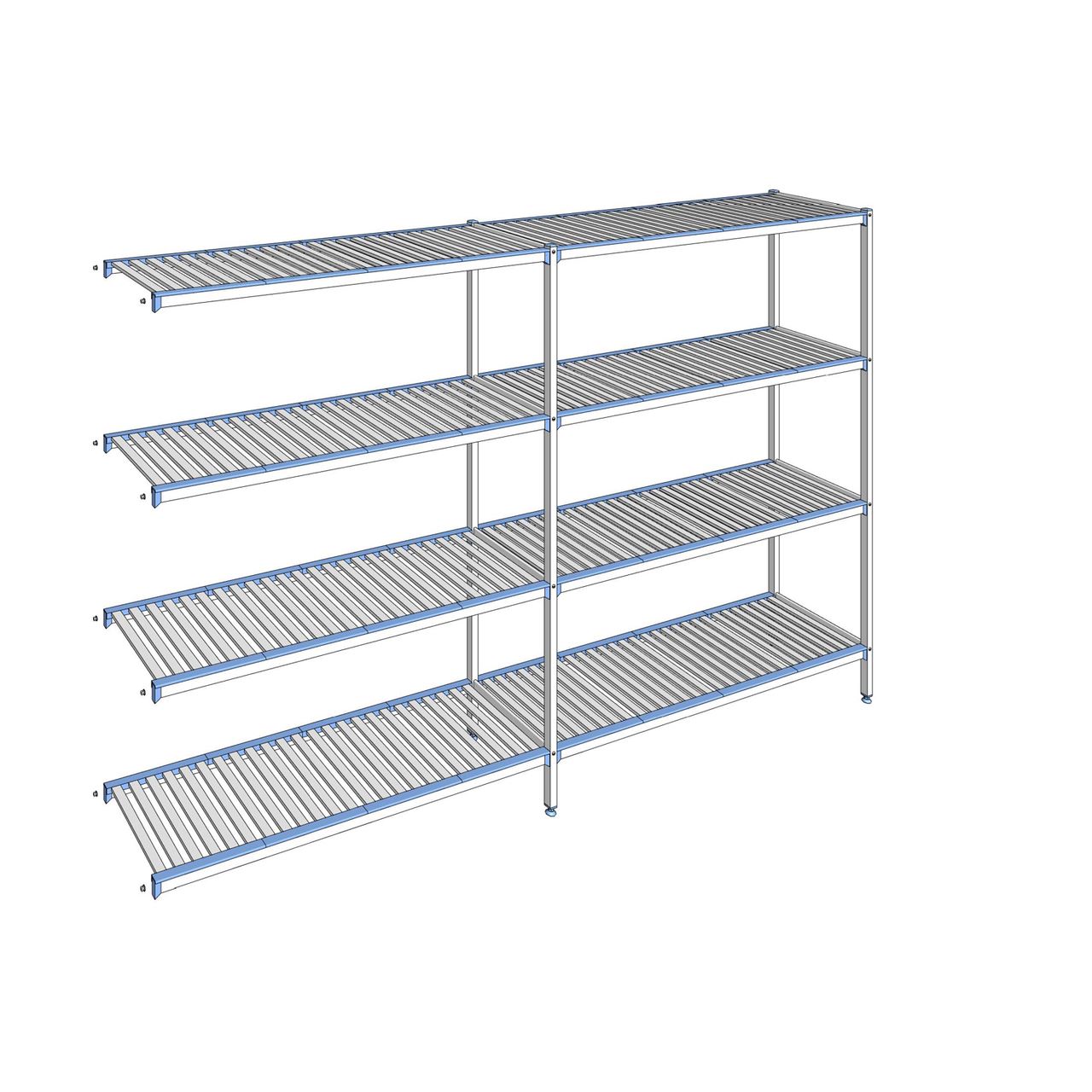 Rayonnage à clayettes amovibles 4 niveaux aluminium 205 x 319.5 x 50 cm Tournus - ACM3195