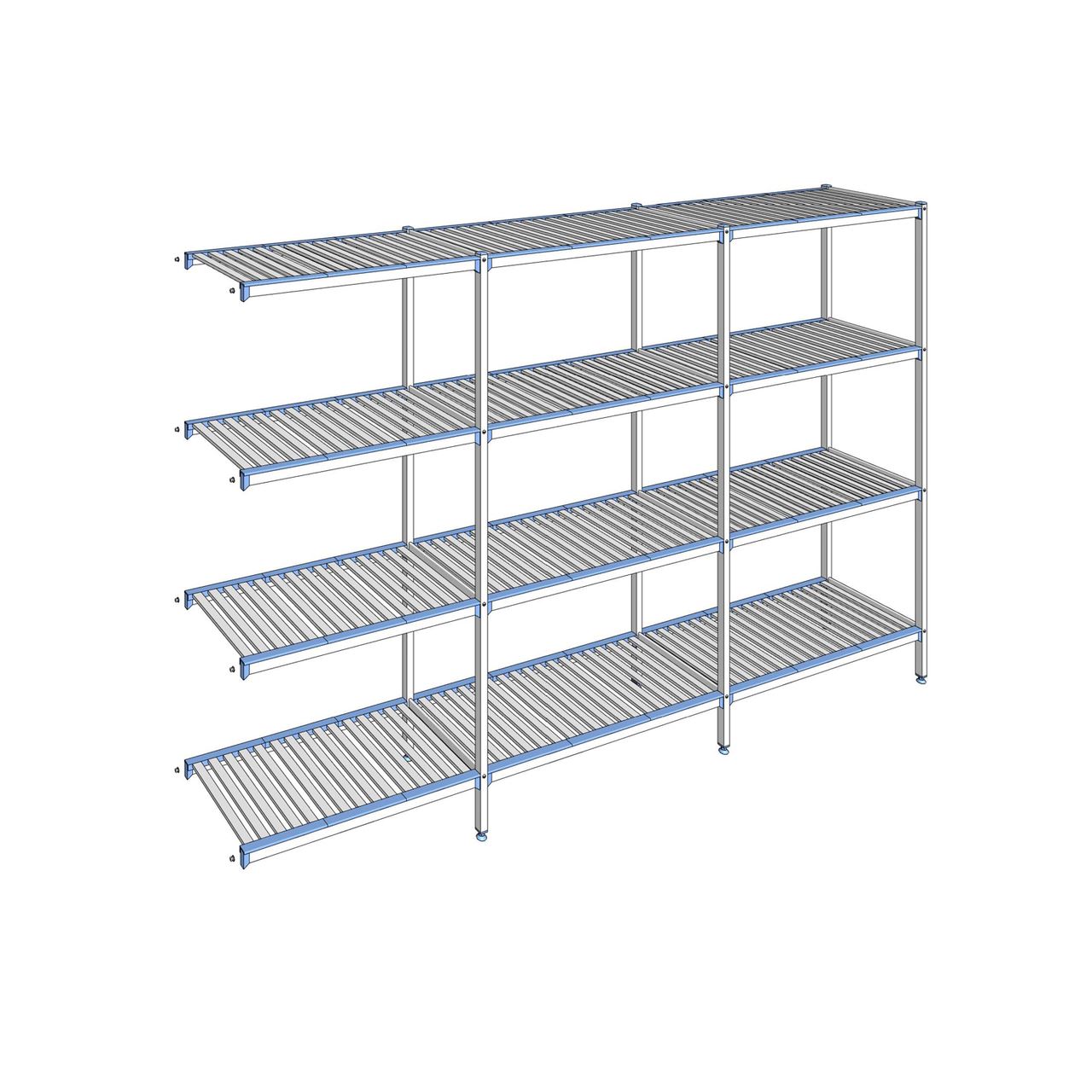 Rayonnage à clayettes amovibles 4 niveaux aluminium 205 x 323.1 x 50 cm Tournus - ACM3231